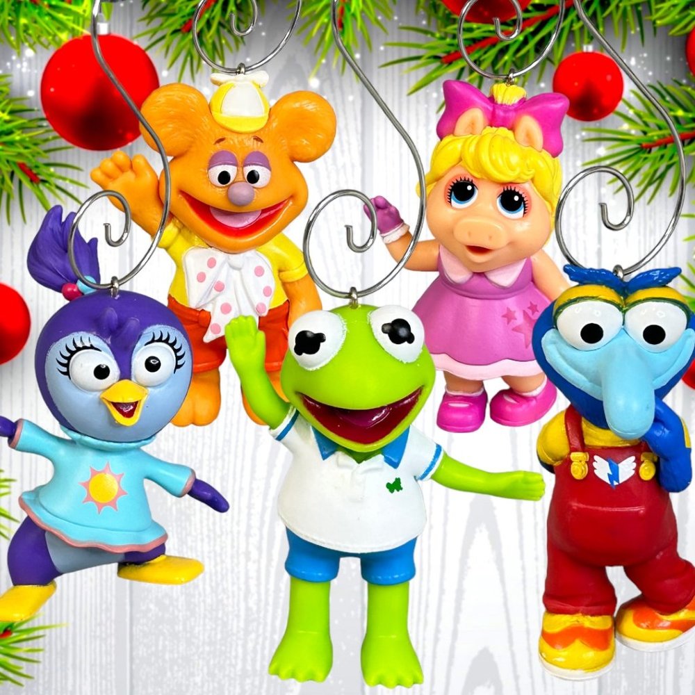 The Muppets Kermit Frog Miss Piggy Gonzo Fozzy Set of 5 Christmas Tree Ornaments